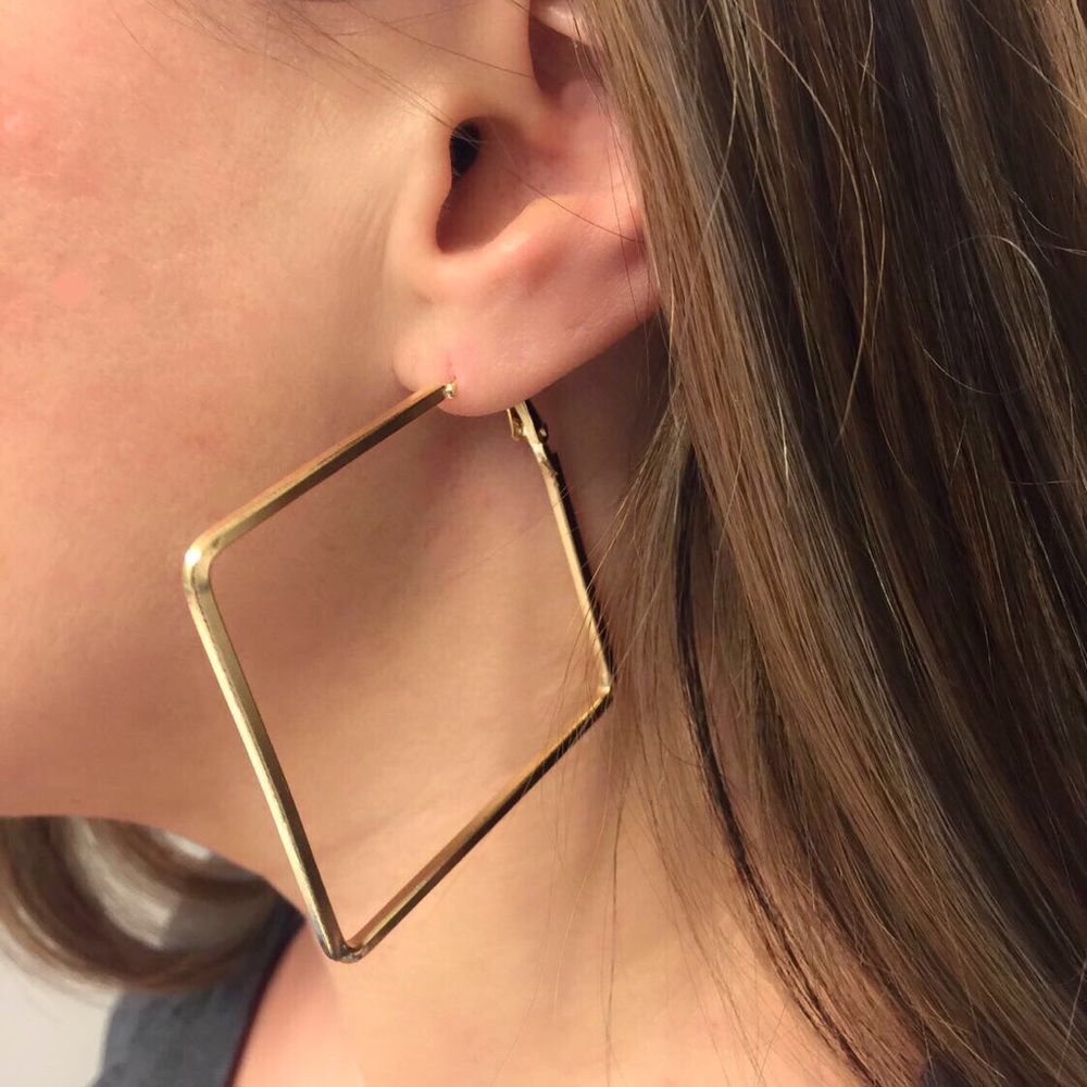 ✨GOLD SQUARE GEOMETRIC HOOP EARRINGS✨